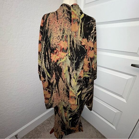 Leslie Fay Floral Print Sleeveless Maxi Dress Long Sleeve Blouse Top 2 Pc. Set - Picture 3 of 15